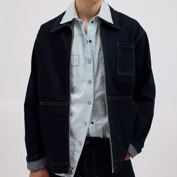 NWT Levi’s Men XL Chore Denim Jacket Dark Wash Y2K Work Skate Garage Jean Jacket - Picture 3 of 6